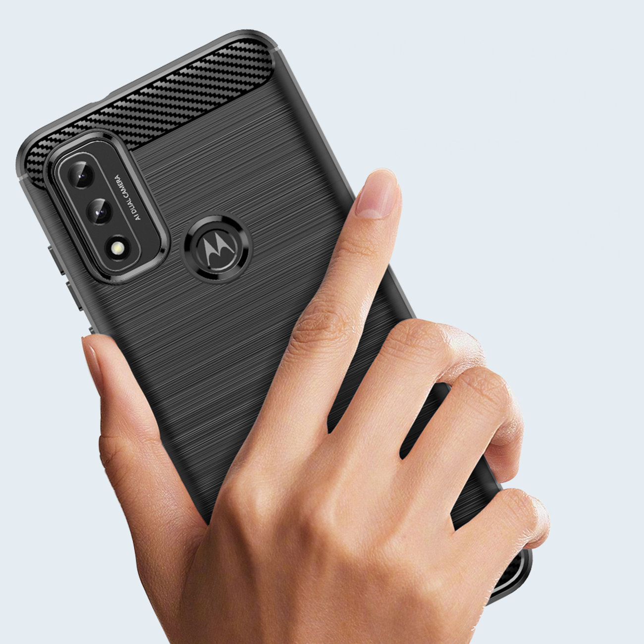 Husa Carbon Shield TPU pt Motorola Moto G Play 2023 - Neagră