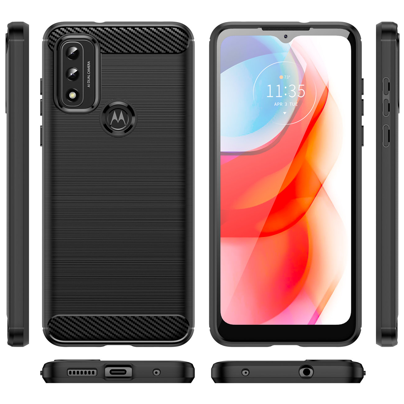 Husa Carbon Shield TPU pt Motorola Moto G Play 2023 - Neagră