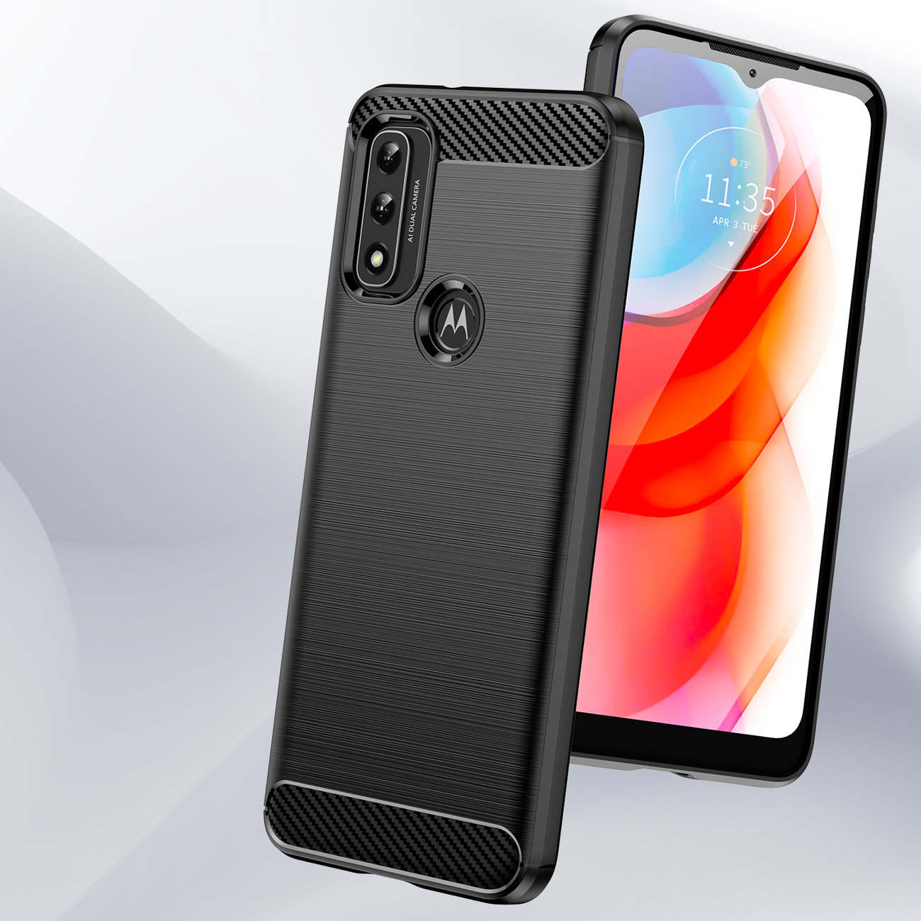 Husa Carbon Shield TPU pt Motorola Moto G Play 2023 - Neagră