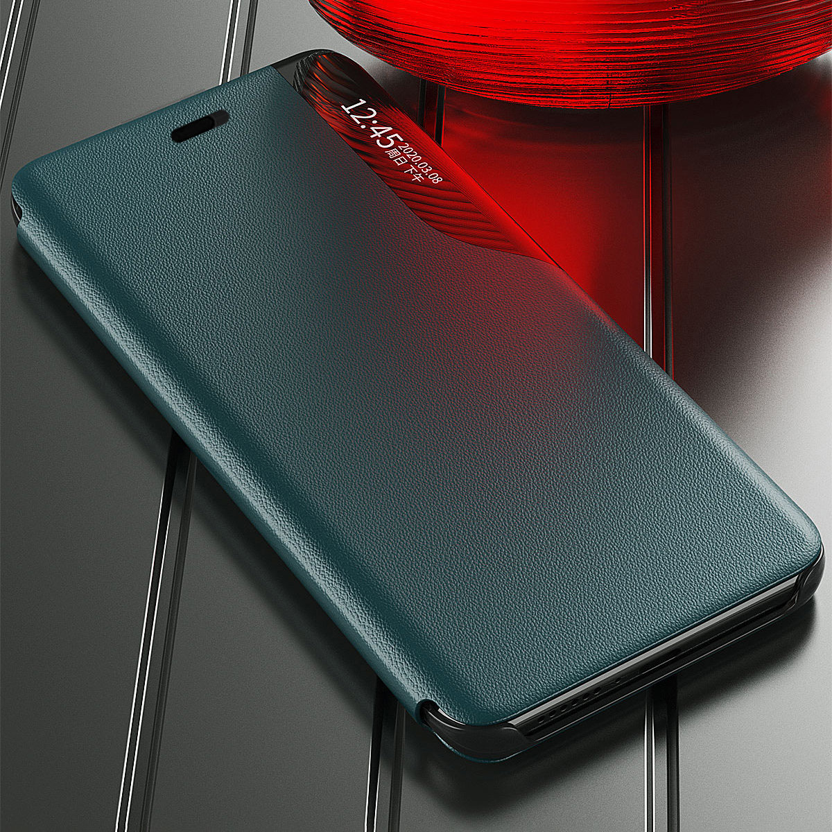 Husă elegantă tip carte View Case pentru Apple iPhone 13 Mini - Roşie