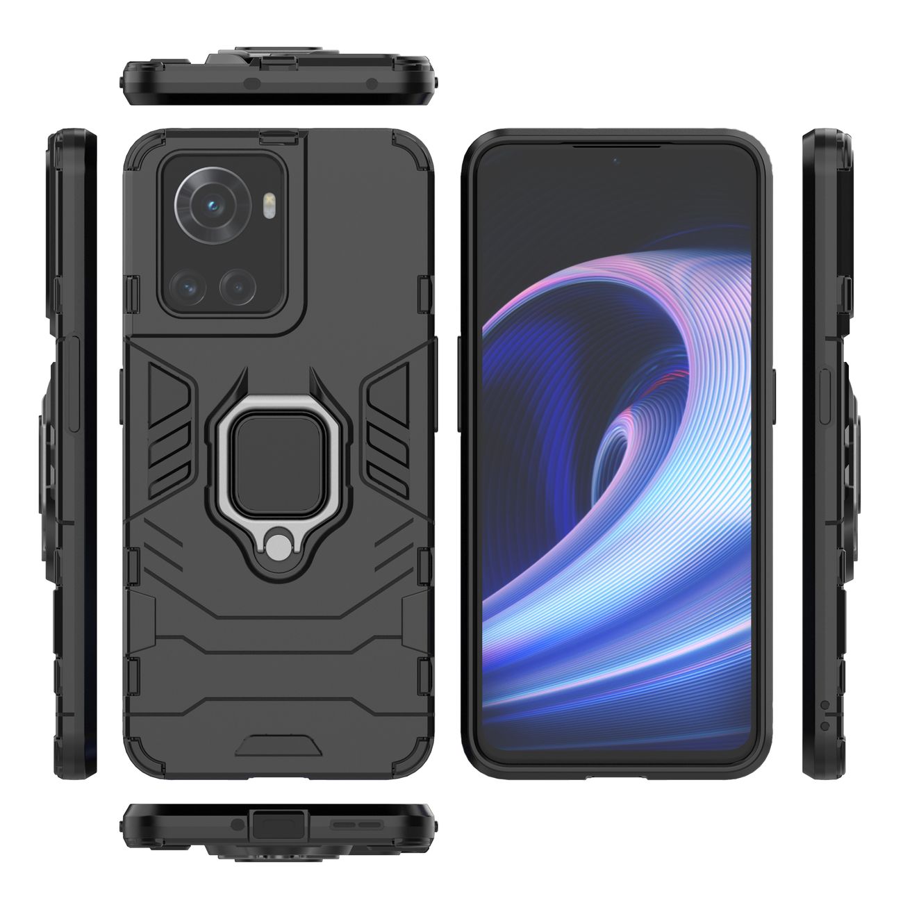 Husă rezistentă Ring Armor pentru OnePlus Ace - Neagră