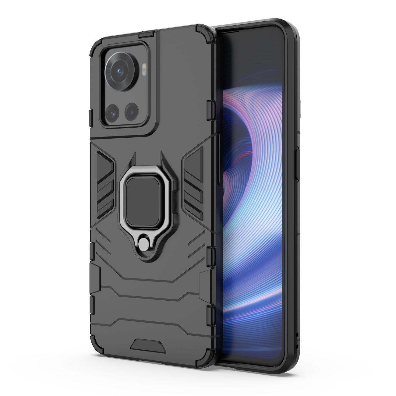 Husă rezistentă Ring Armor pentru OnePlus Ace - Neagră