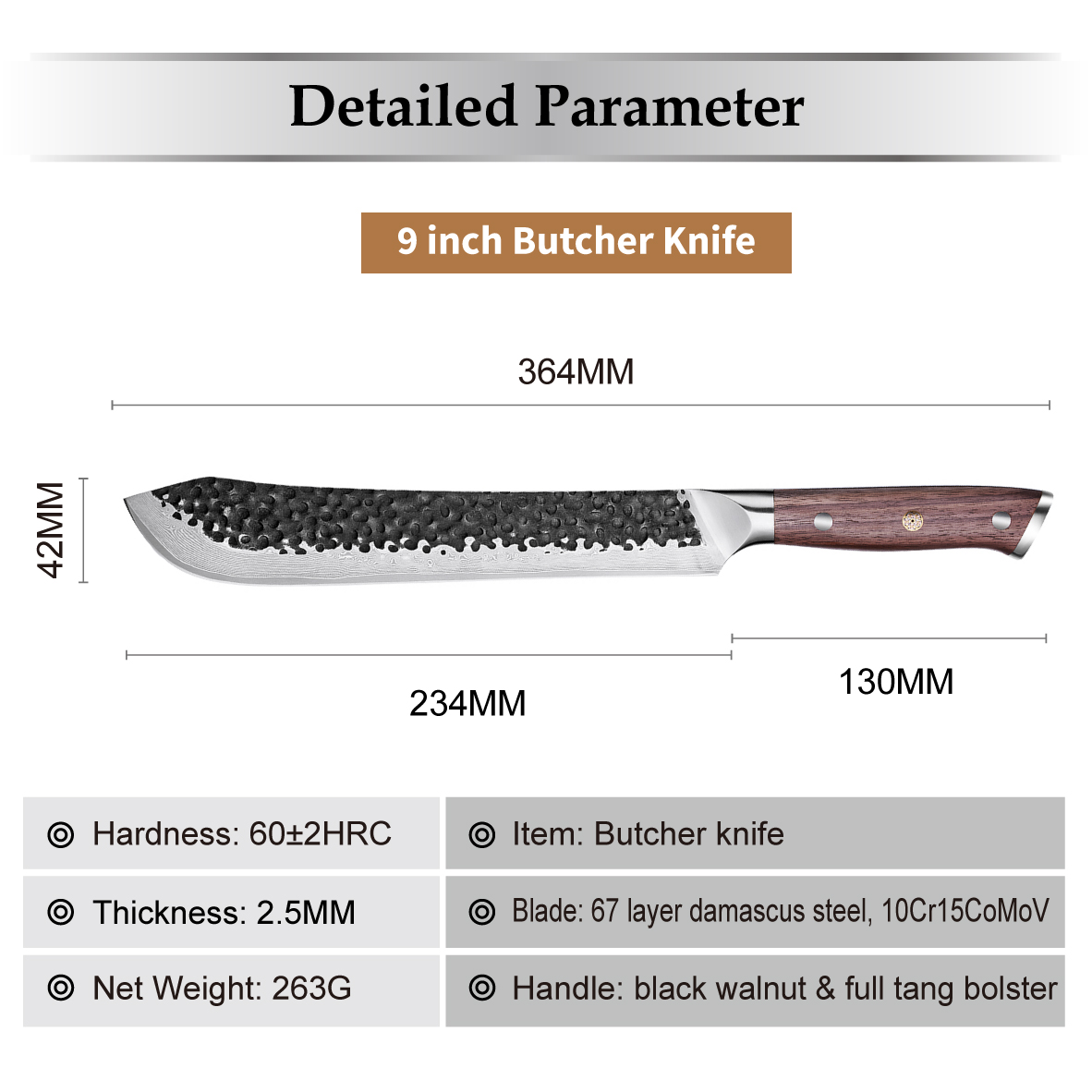 Cuțit de bucătărie damasc TE-37529 - Chef / Maro
