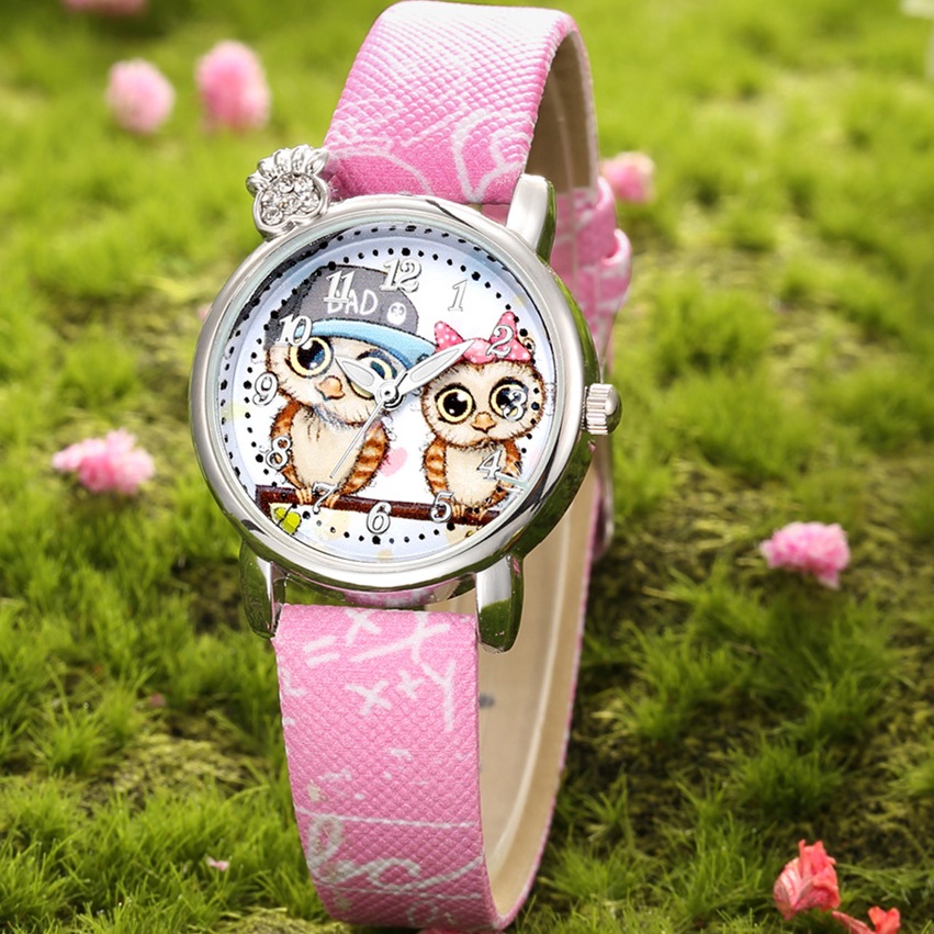 Ceas pentru copii Owl - Roz 2