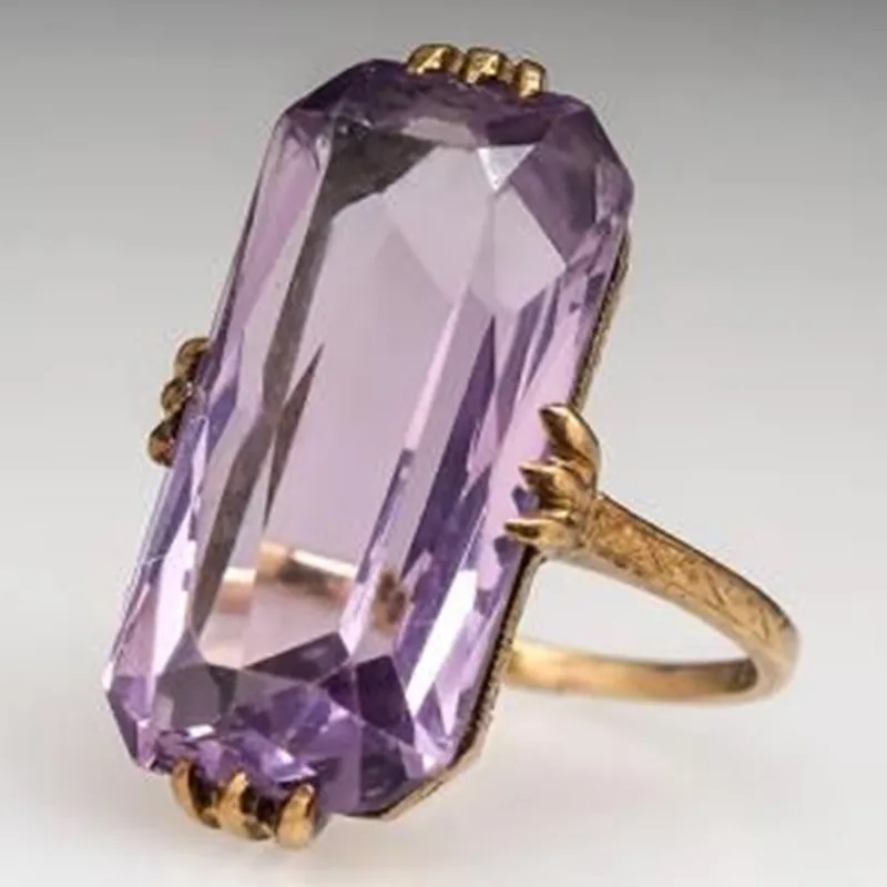 Inel BO-34523 - Aurie / Violetă / 59mm