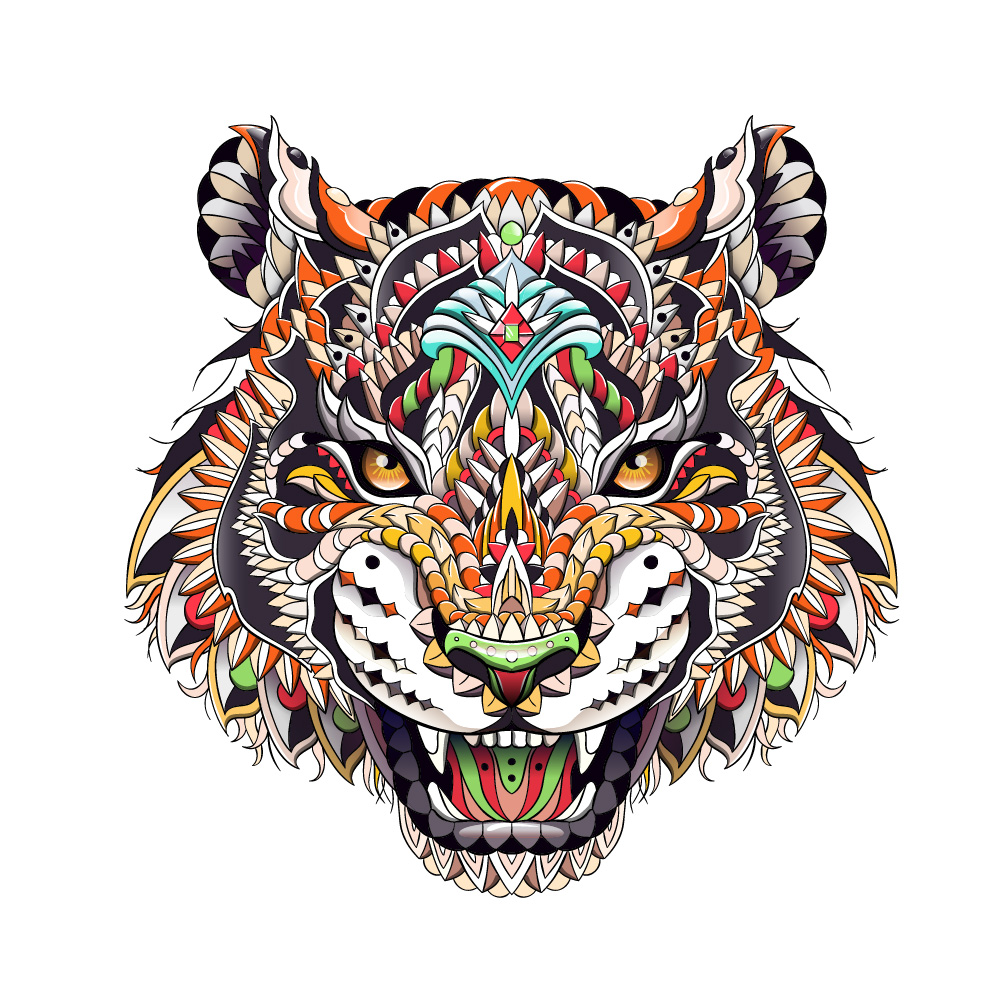 Puzzle din lemn - Color Tiger / M