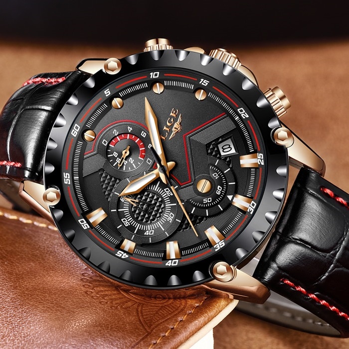 Ceas LIGE LU-4060 - Negru/Auriu