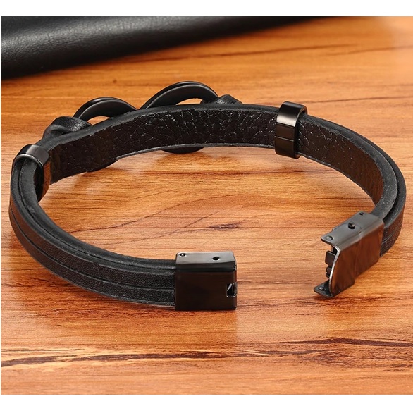 Brățară pentru bărbați EN-7055 - Neagră / 23cm