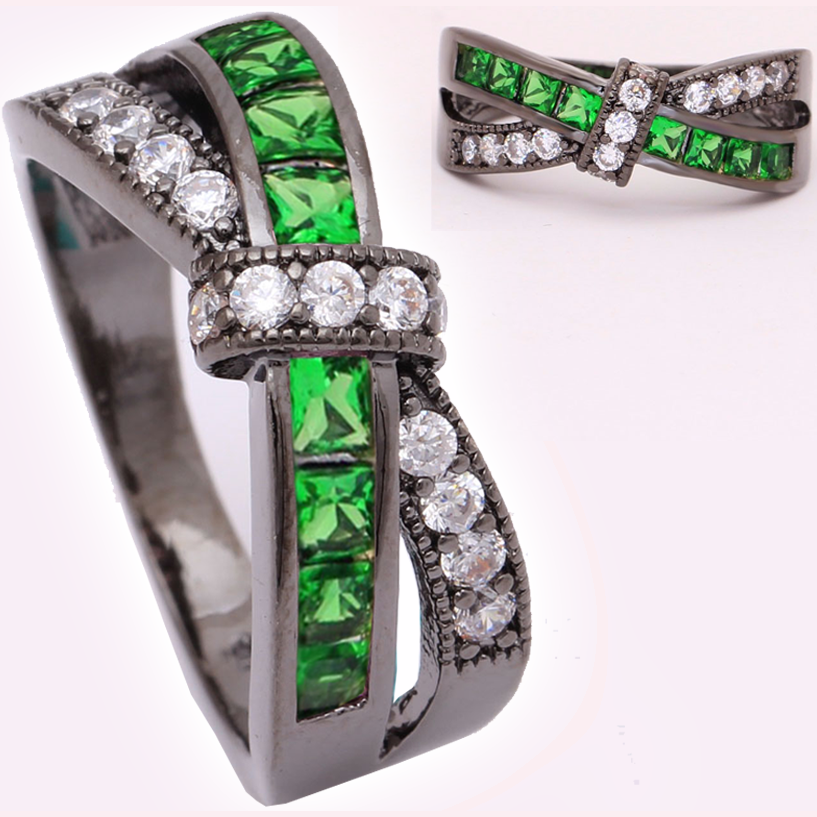 Inel DI-2327 - Negru/Verde/67,2mm