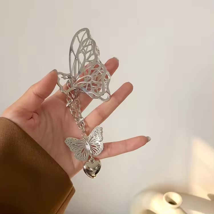Agrafă pentru păr Butterfly - Argintie