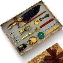 Set de caligrafie cu peniță și sigiliu KA-40062 - Albastru