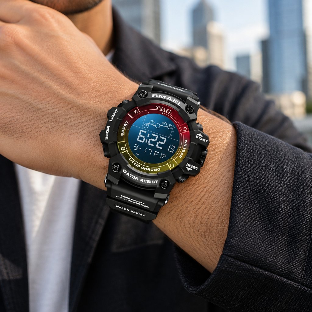 Ceas SMAEL DI-29463 - Negru / Roșu