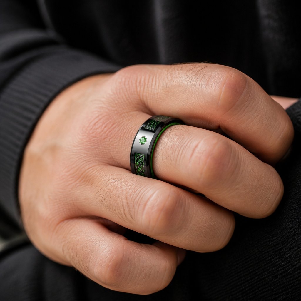 Inel GA-31915 - Negru/Verde/75mm
