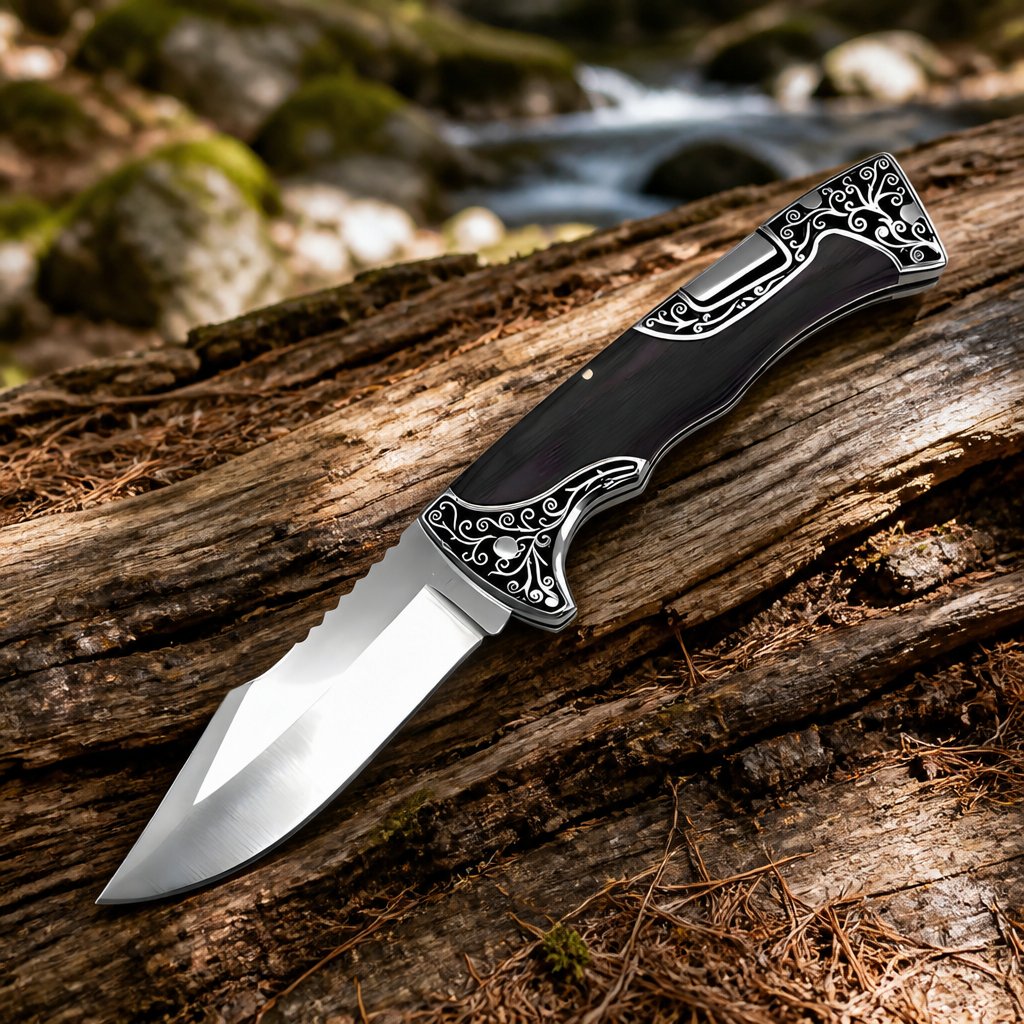 Cuțit pliabil de exterior A3157 - 22,5 / 9cm / Negru